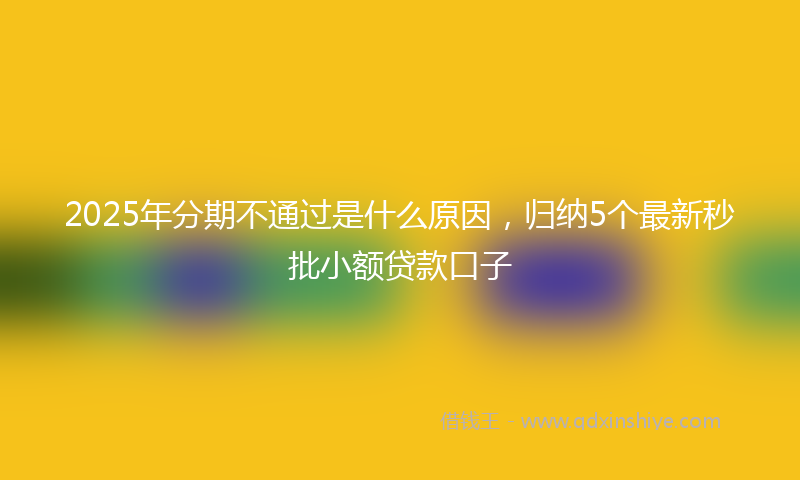 2025年分期不通过是什么原因，归纳5个最新秒批小额贷款口子