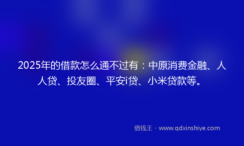 2025年的借款怎么通不过有：中原消费金融、人人贷、投友圈、平安i贷、小米贷款等。
