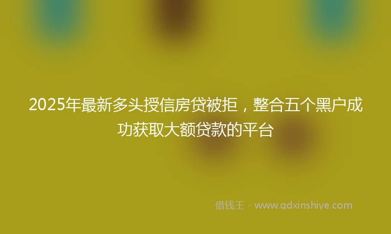 2025年最新多头授信房贷被拒，整合五个黑户成功获取大额贷款的平台