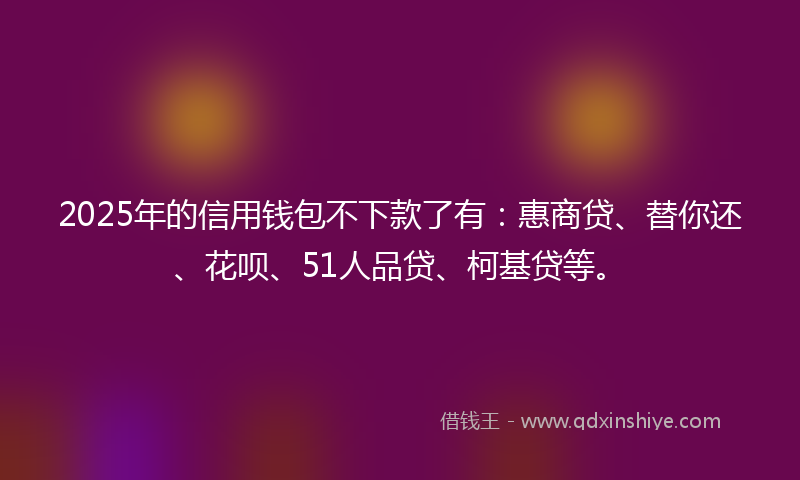 2025年的信用钱包不下款了有：惠商贷、替你还、花呗、51人品贷、柯基贷等。