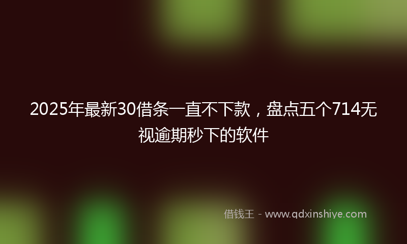 2025年最新30借条一直不下款，盘点五个714无视逾期秒下的软件