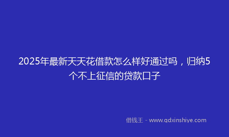 2025年最新天天花借款怎么样好通过吗，归纳5个不上征信的贷款口子