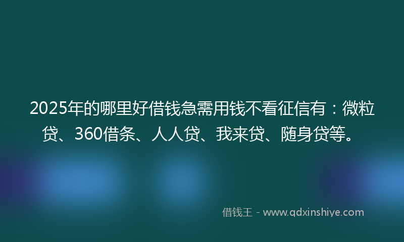 2025年的哪里好借钱急需用钱不看征信有：微粒贷、360借条、人人贷、我来贷、随身贷等。