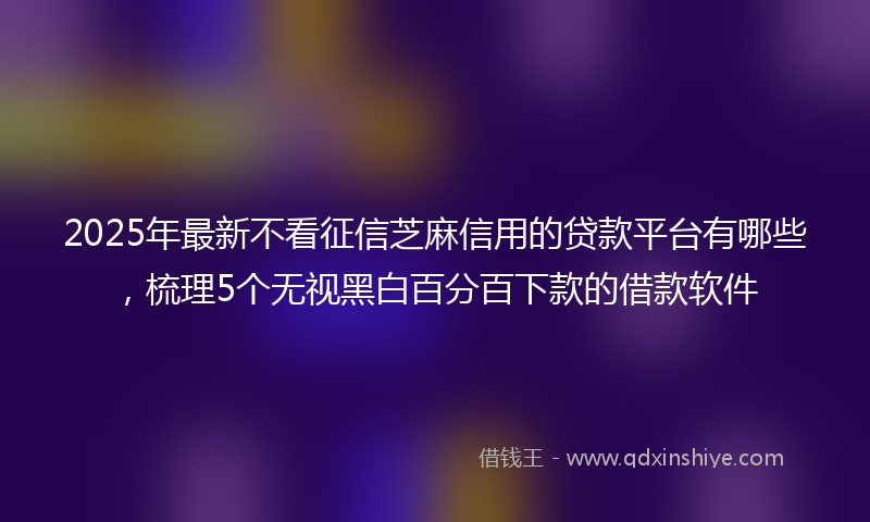 2025年最新不看征信芝麻信用的贷款平台有哪些，梳理5个无视黑白百分百下款的借款软件