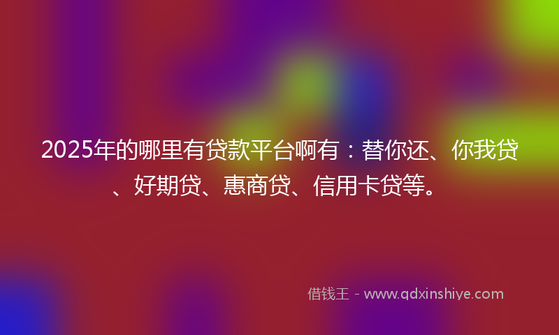 2025年的哪里有贷款平台啊有：替你还、你我贷、好期贷、惠商贷、信用卡贷等。