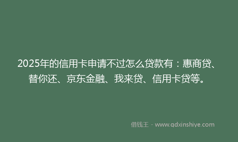 2025年的信用卡申请不过怎么贷款有：惠商贷、替你还、京东金融、我来贷、信用卡贷等。