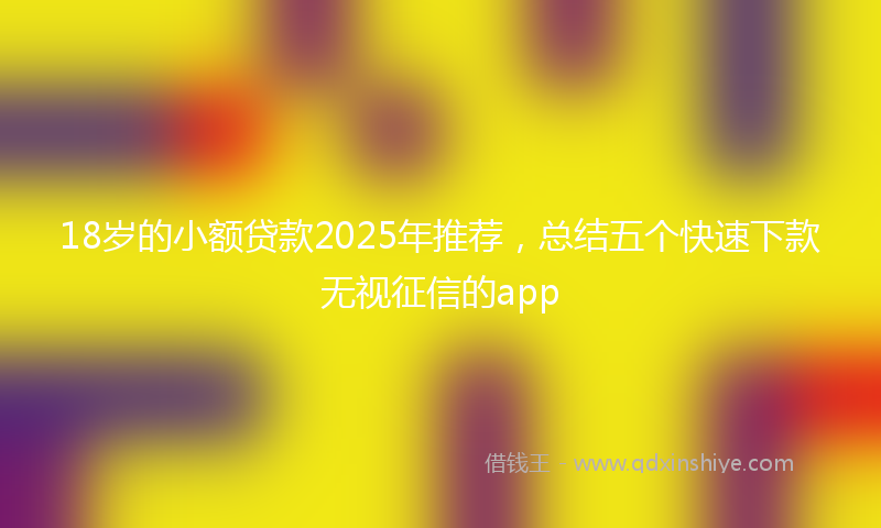 18岁的小额贷款2025年推荐，总结五个快速下款无视征信的app