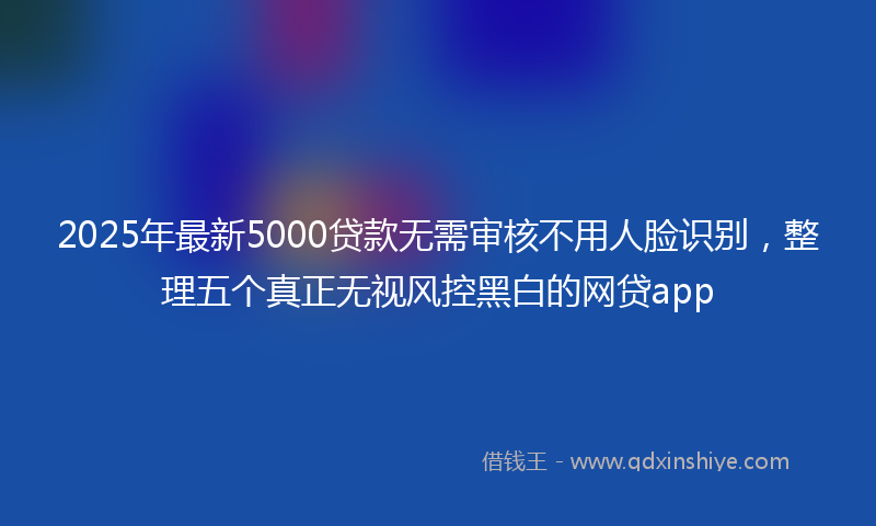 2025年最新5000贷款无需审核不用人脸识别，整理五个真正无视风控黑白的网贷app