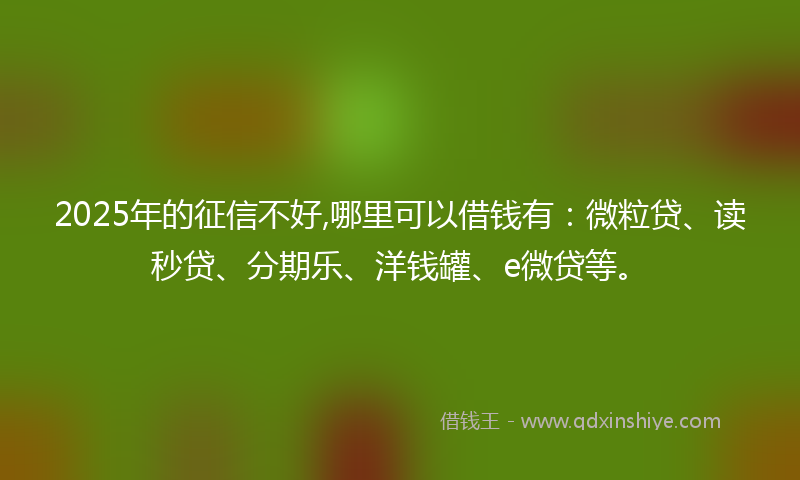 2025年的征信不好,哪里可以借钱有：微粒贷、读秒贷、分期乐、洋钱罐、e微贷等。