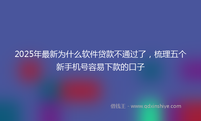 2025年最新为什么软件贷款不通过了，梳理五个新手机号容易下款的口子