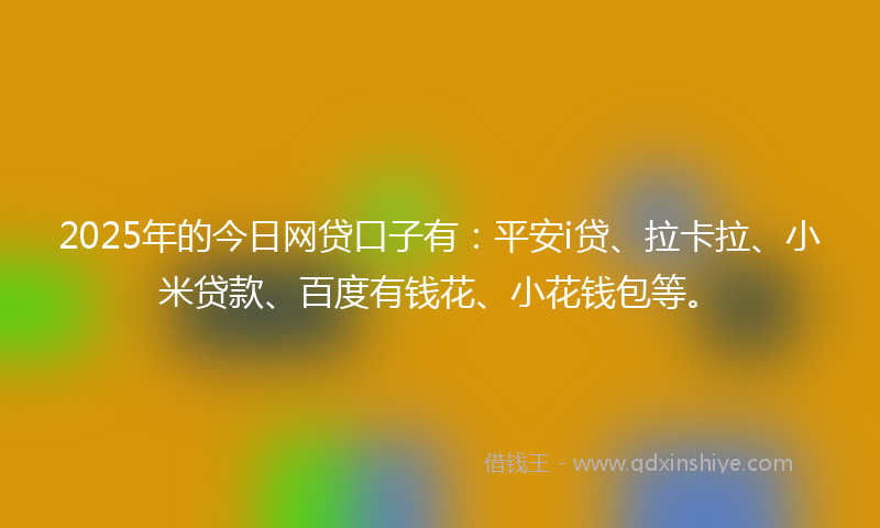 2025年的今日网贷口子有：平安i贷、拉卡拉、小米贷款、百度有钱花、小花钱包等。
