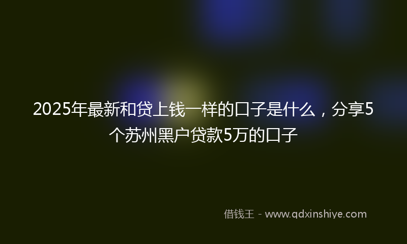 2025年最新和贷上钱一样的口子是什么，分享5个苏州黑户贷款5万的口子