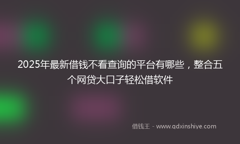 2025年最新借钱不看查询的平台有哪些，整合五个网贷大口子轻松借软件