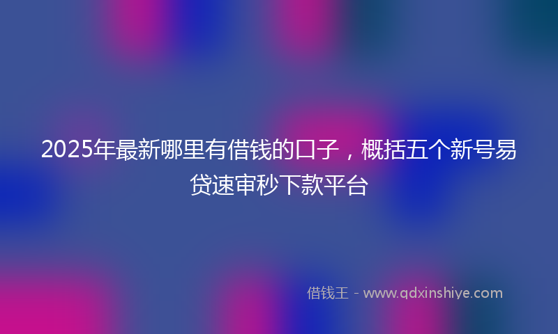 2025年最新哪里有借钱的口子，概括五个新号易贷速审秒下款平台