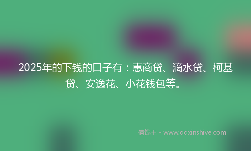 2025年的下钱的口子有：惠商贷、滴水贷、柯基贷、安逸花、小花钱包等。