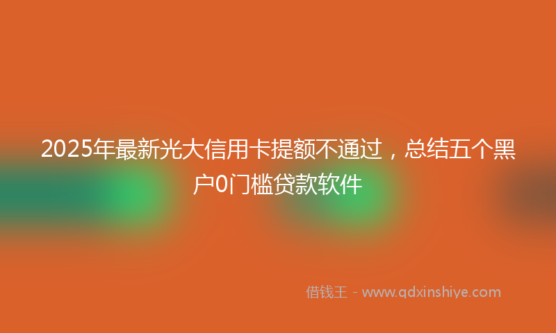 2025年最新光大信用卡提额不通过，总结五个黑户0门槛贷款软件
