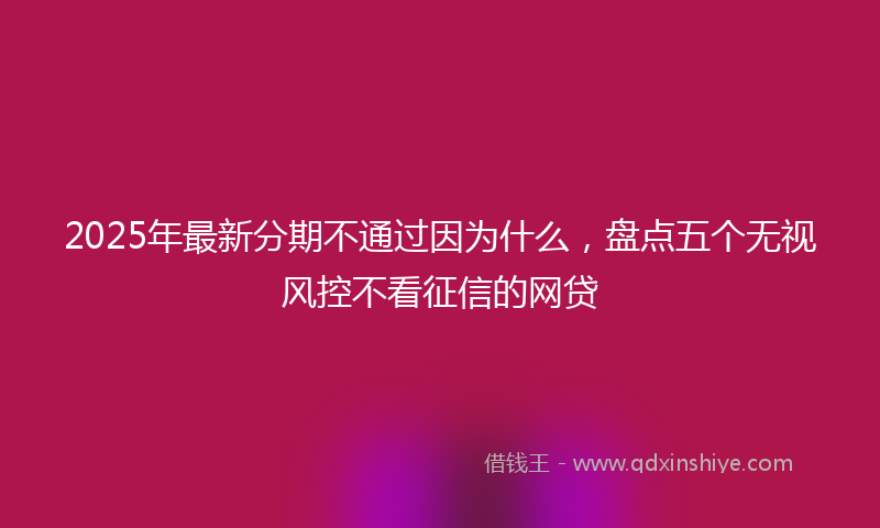 2025年最新分期不通过因为什么，盘点五个无视风控不看征信的网贷