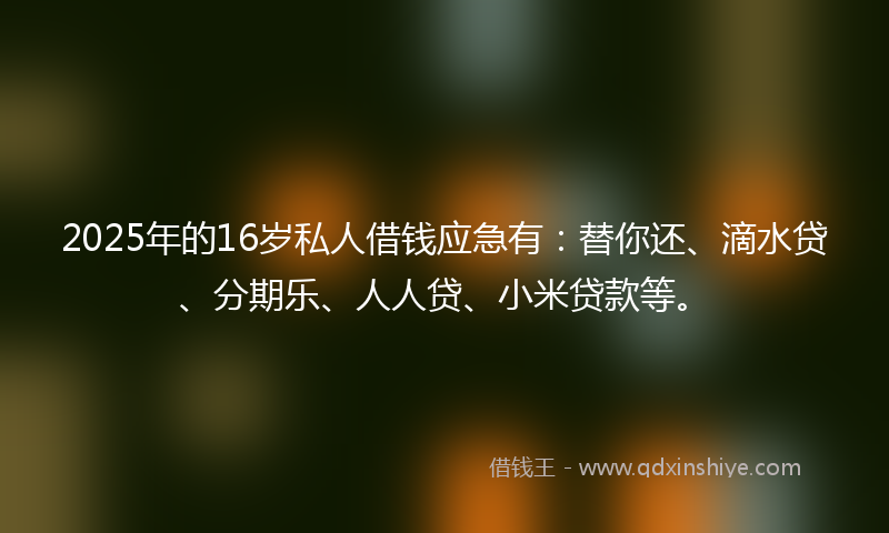 2025年的16岁私人借钱应急有：替你还、滴水贷、分期乐、人人贷、小米贷款等。