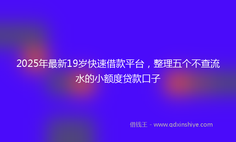 2025年最新19岁快速借款平台，整理五个不查流水的小额度贷款口子