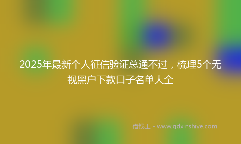 2025年最新个人征信验证总通不过，梳理5个无视黑户下款口子名单大全