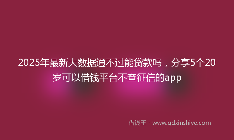 2025年最新大数据通不过能贷款吗，分享5个20岁可以借钱平台不查征信的app