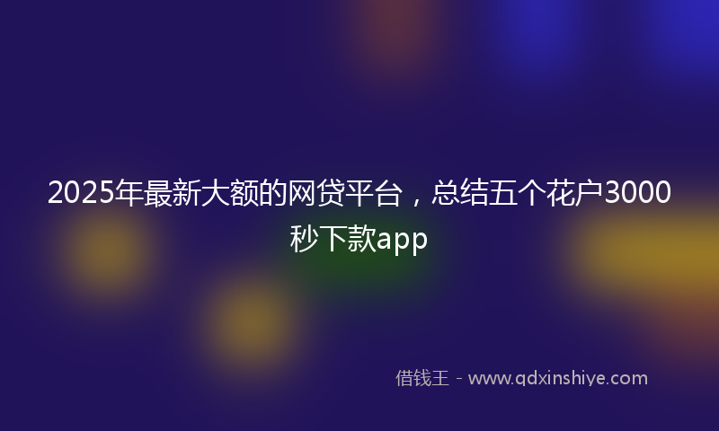 2025年最新大额的网贷平台，总结五个花户3000秒下款app