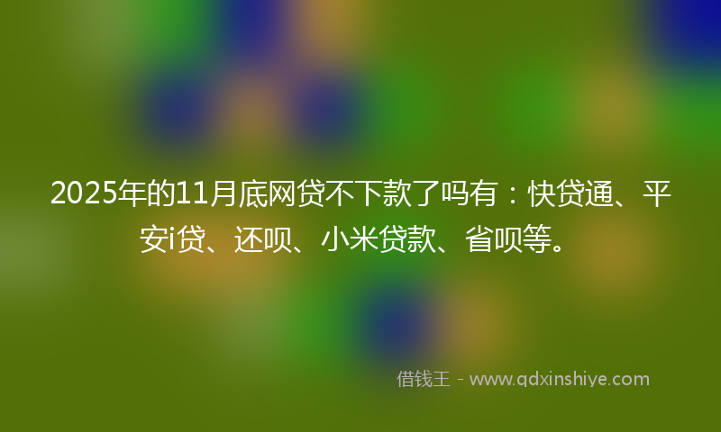 2025年的11月底网贷不下款了吗有：快贷通、平安i贷、还呗、小米贷款、省呗等。
