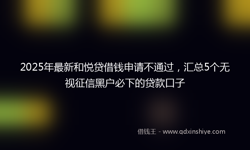 2025年最新和悦贷借钱申请不通过，汇总5个无视征信黑户必下的贷款口子
