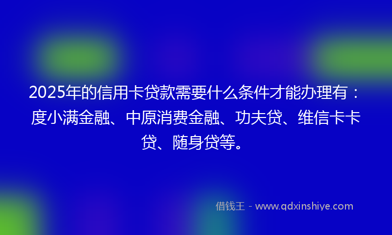 2025年的信用卡贷款需要什么条件才能办理有：度小满金融、中原消费金融、功夫贷、维信卡卡贷、随身贷等。