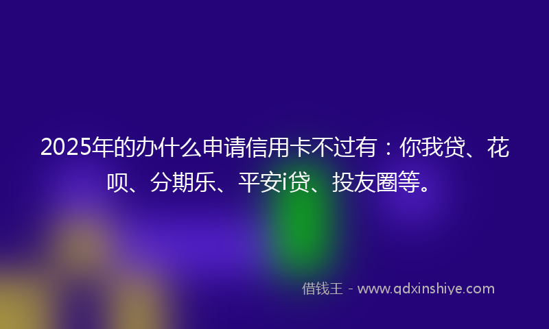 2025年的办什么申请信用卡不过有：你我贷、花呗、分期乐、平安i贷、投友圈等。