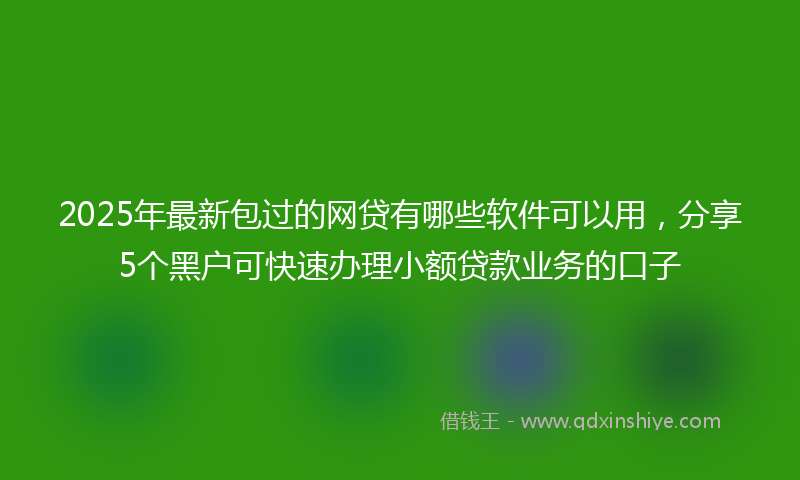 2025年最新包过的网贷有哪些软件可以用，分享5个黑户可快速办理小额贷款业务的口子