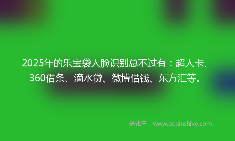 2025年的乐宝袋人脸识别总不过有：超人卡、360借条、滴水贷、微博借钱、东方汇等。