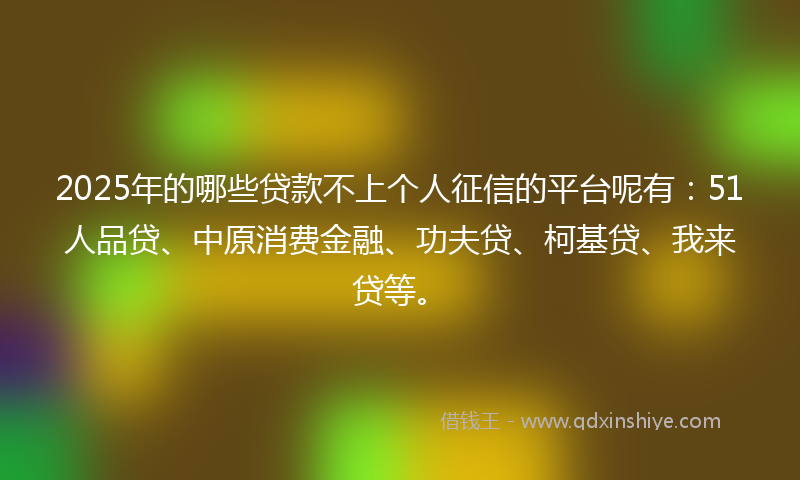 2025年的哪些贷款不上个人征信的平台呢有：51人品贷、中原消费金融、功夫贷、柯基贷、我来贷等。
