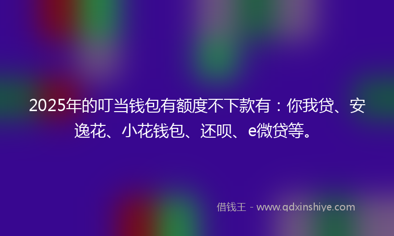 2025年的叮当钱包有额度不下款有：你我贷、安逸花、小花钱包、还呗、e微贷等。
