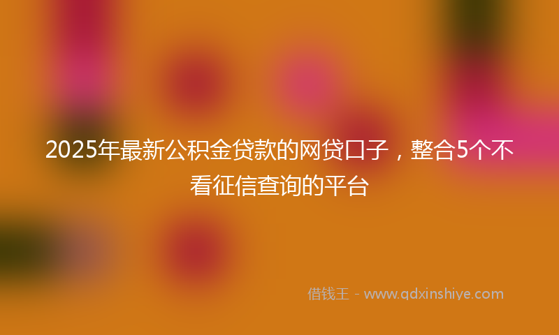 2025年最新公积金贷款的网贷口子，整合5个不看征信查询的平台