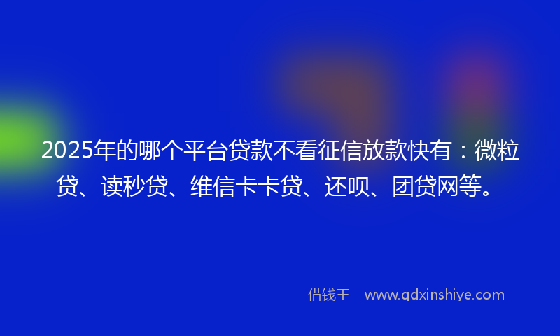 2025年的哪个平台贷款不看征信放款快有：微粒贷、读秒贷、维信卡卡贷、还呗、团贷网等。