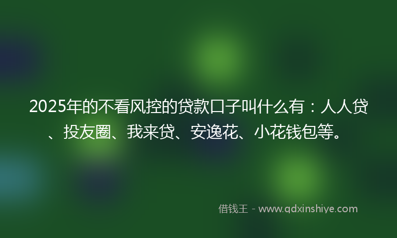 2025年的不看风控的贷款口子叫什么有：人人贷、投友圈、我来贷、安逸花、小花钱包等。