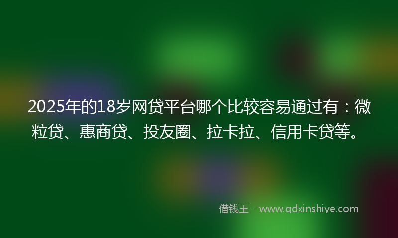 2025年的18岁网贷平台哪个比较容易通过有：微粒贷、惠商贷、投友圈、拉卡拉、信用卡贷等。