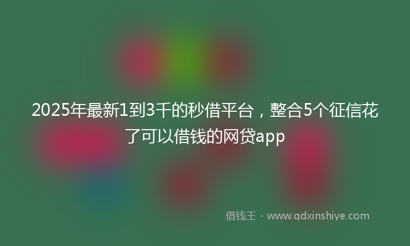 2025年最新1到3千的秒借平台，整合5个征信花了可以借钱的网贷app