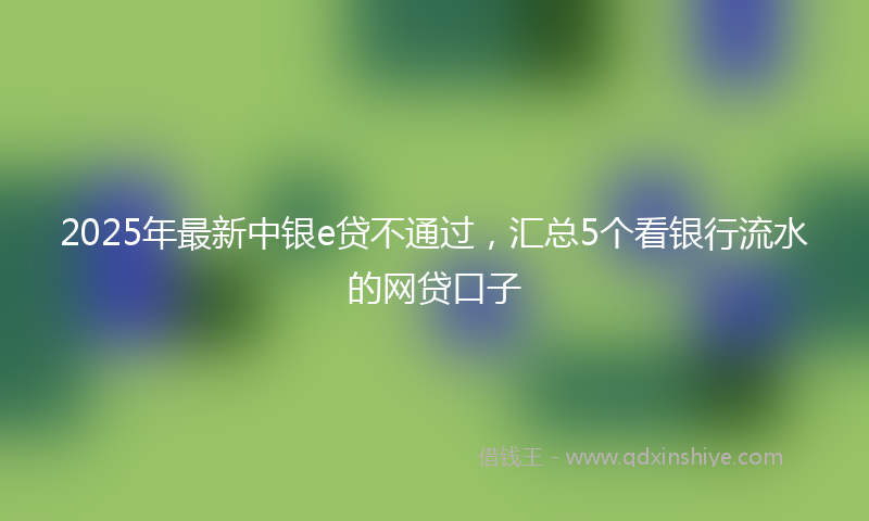 2025年最新中银e贷不通过，汇总5个看银行流水的网贷口子
