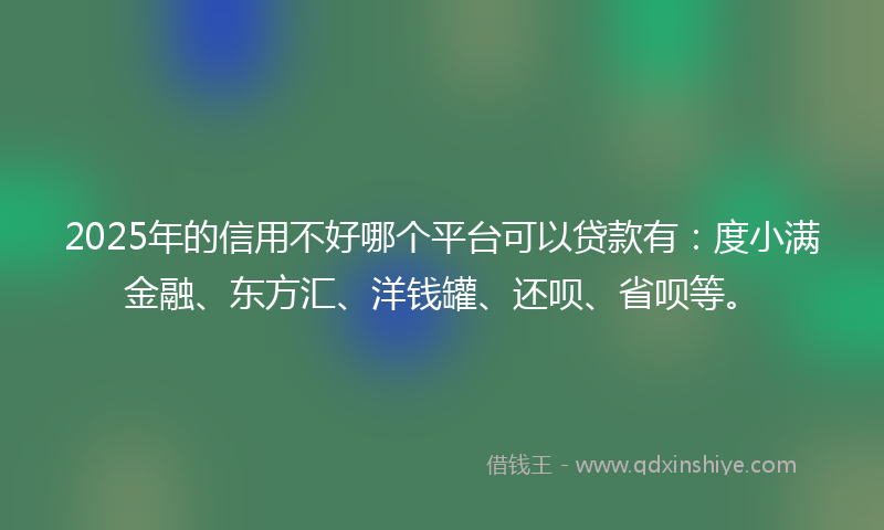 2025年的信用不好哪个平台可以贷款有：度小满金融、东方汇、洋钱罐、还呗、省呗等。