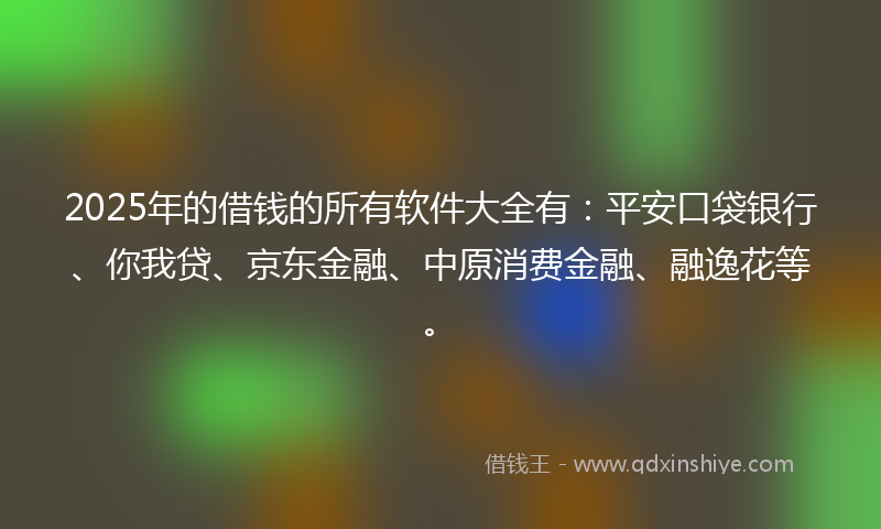 2025年的借钱的所有软件大全有：平安口袋银行、你我贷、京东金融、中原消费金融、融逸花等。