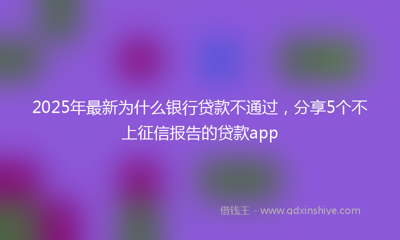 2025年最新为什么银行贷款不通过，分享5个不上征信报告的贷款app