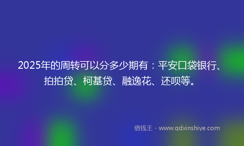 2025年的周转可以分多少期有：平安口袋银行、拍拍贷、柯基贷、融逸花、还呗等。
