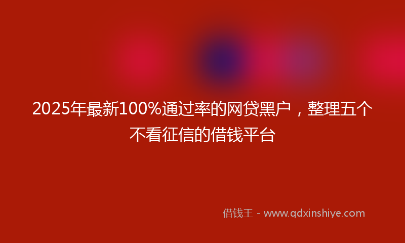 2025年最新100%通过率的网贷黑户，整理五个不看征信的借钱平台