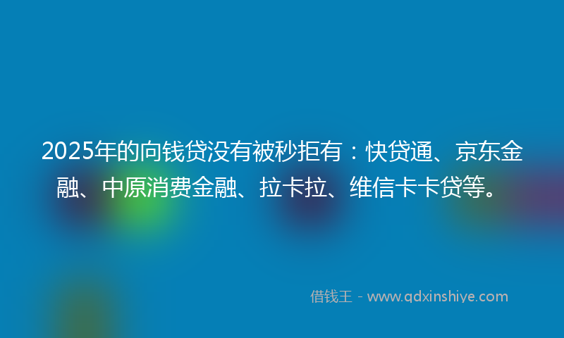 2025年的向钱贷没有被秒拒有：快贷通、京东金融、中原消费金融、拉卡拉、维信卡卡贷等。