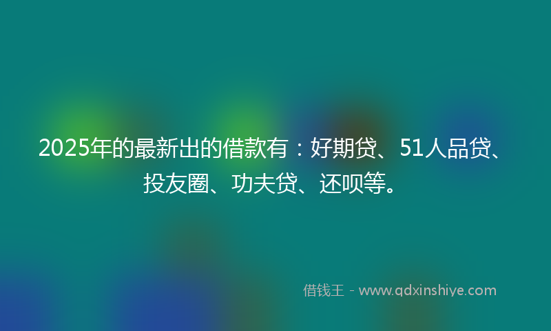 2025年的最新出的借款有：好期贷、51人品贷、投友圈、功夫贷、还呗等。
