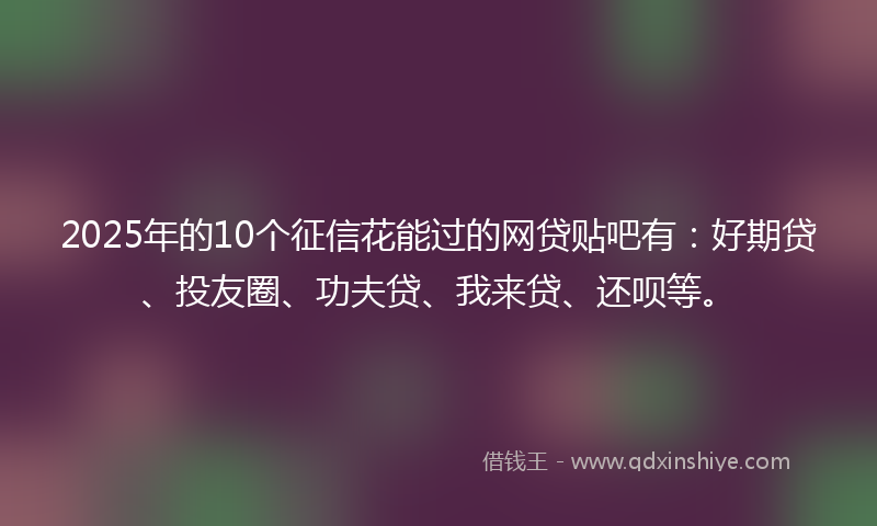2025年的10个征信花能过的网贷贴吧有：好期贷、投友圈、功夫贷、我来贷、还呗等。