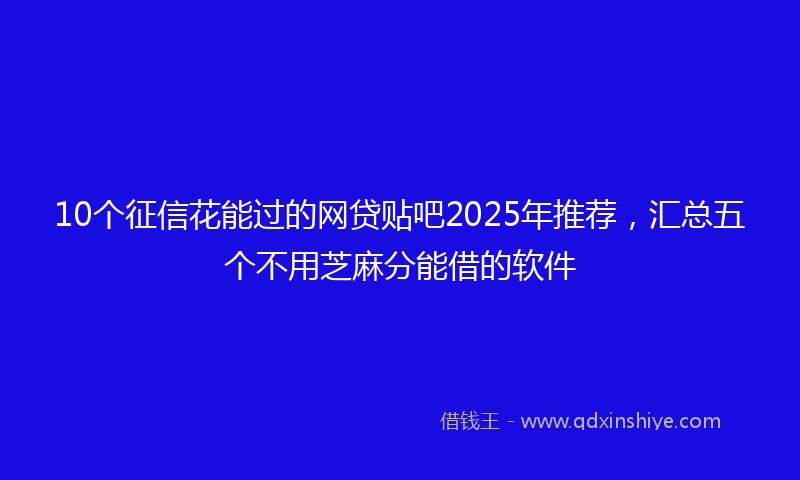 10个征信花能过的网贷贴吧2025年推荐，汇总五个不用芝麻分能借的软件