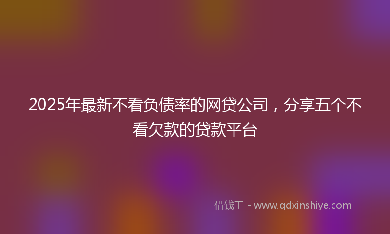 2025年最新不看负债率的网贷公司，分享五个不看欠款的贷款平台